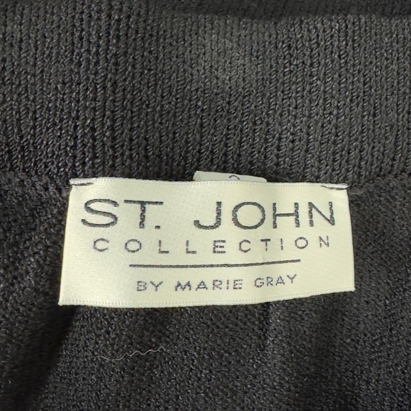 St John Collection Skirt Solid Black Knit Santana Sweater Pull On Elastic Waist - Picture 6 of 7